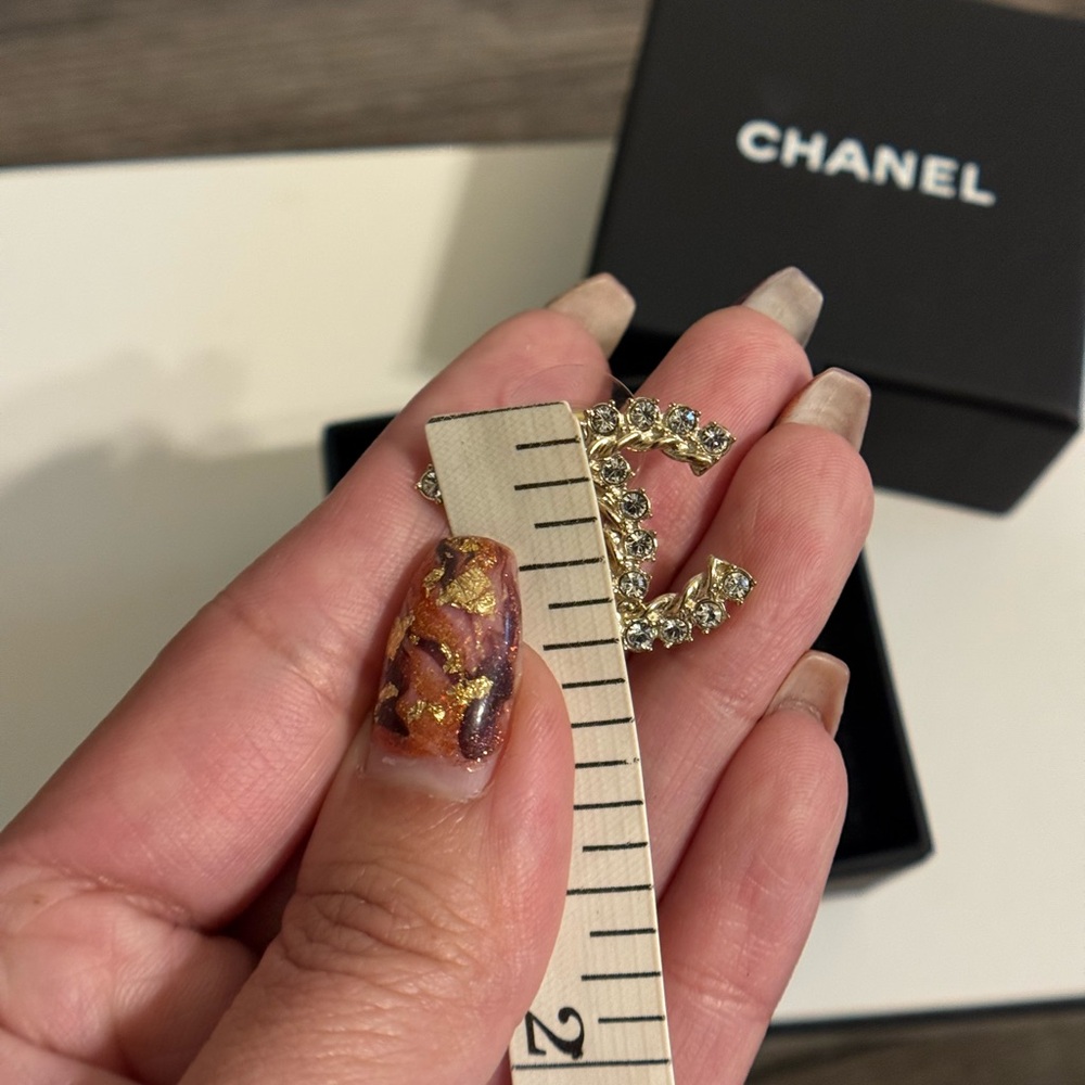 Chanel Large Gold Statement Crystal Cc Earrings - image 5